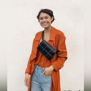 Amanda Uprichard New York Faux Leather Black Quilted Belt Bag